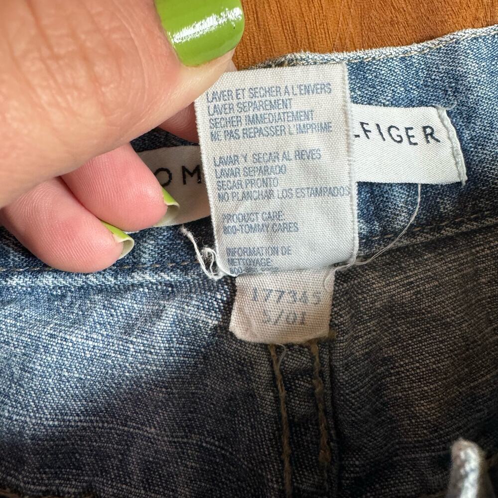 Tommy Hilfiger Vintage 90s Y2K USA Flag pocket straight leg high rise jeans 10 - Picture 3 of 8